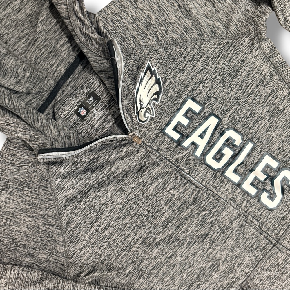 Philadelphia Eagles Full Zip Hoodie NFL Team Apparel Heather Gray - Picture 2 of 5